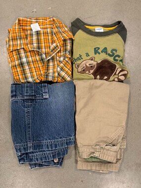 Gymboree Kids Bundle of 4 Plaid Shirt Raccoon Tee Jeans Cargo Pants 3T